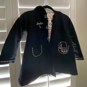 Black wool padded girl’s pea coat